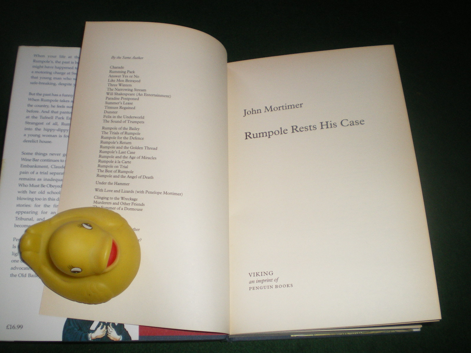John Mortimer First Edition Hardbacks: Murderers And Other Friends: Another Part Of Life (Autobiography, 1994); Rumpole And The Angel Of Death (1995); Rumpole Rests His Case (2001). Viking Press. - Image 4