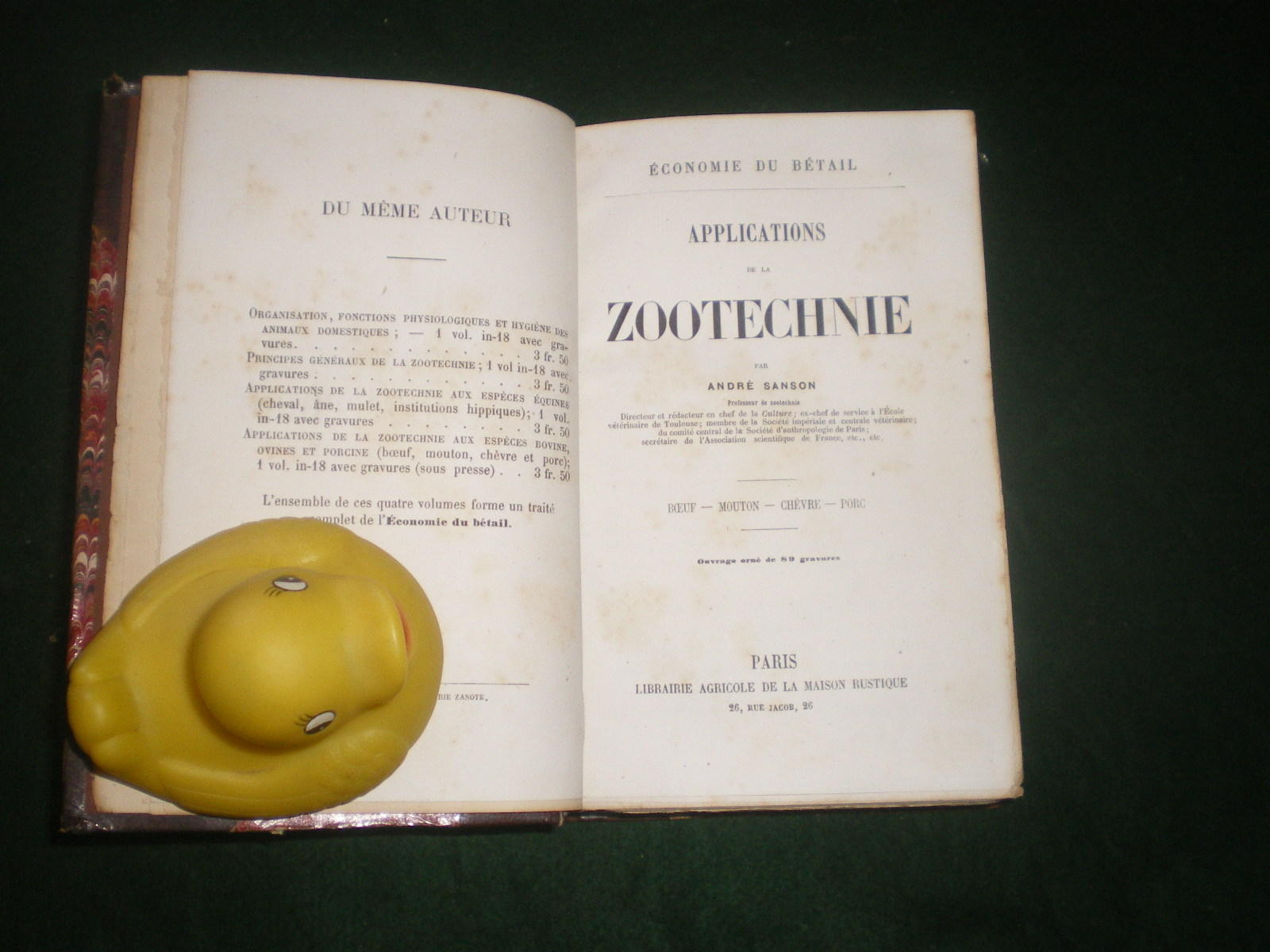 Economie Du Betail Three Volumes (1st editions) by Andre Sanson: Applications Du Zootechnie Vols I and II (1867); Economie Du Betail (1865). Librairie Agricole de la Rustiqu. $450 for the set - Image 4
